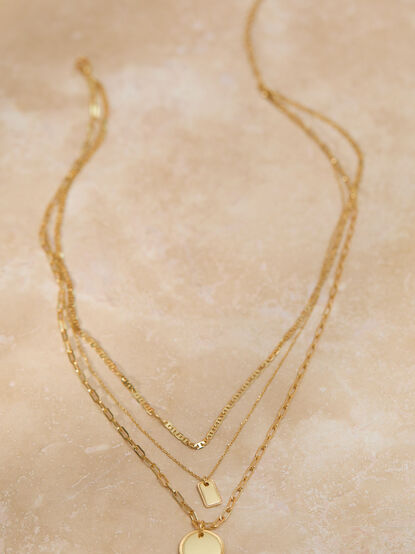 18k Gold Layered Tag Coin Necklace - TULLABEE