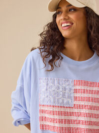Embroidered Flag Sweatshirt Detail 3 - TULLABEE