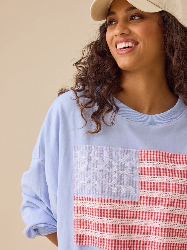 Embroidered Flag Sweatshirt Detail 3 - TULLABEE