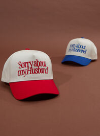 Sorry About My Husband Gameday Trucker Hat Detail 2 - TULLABEE