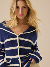 Gianna Striped Collared Cardigan - TULLABEE