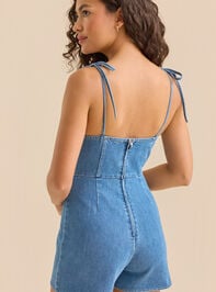 Payden Overlay Denim Romper Detail 2 - TULLABEE