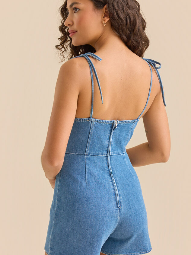 Payden Overlay Denim Romper Detail 2 - TULLABEE