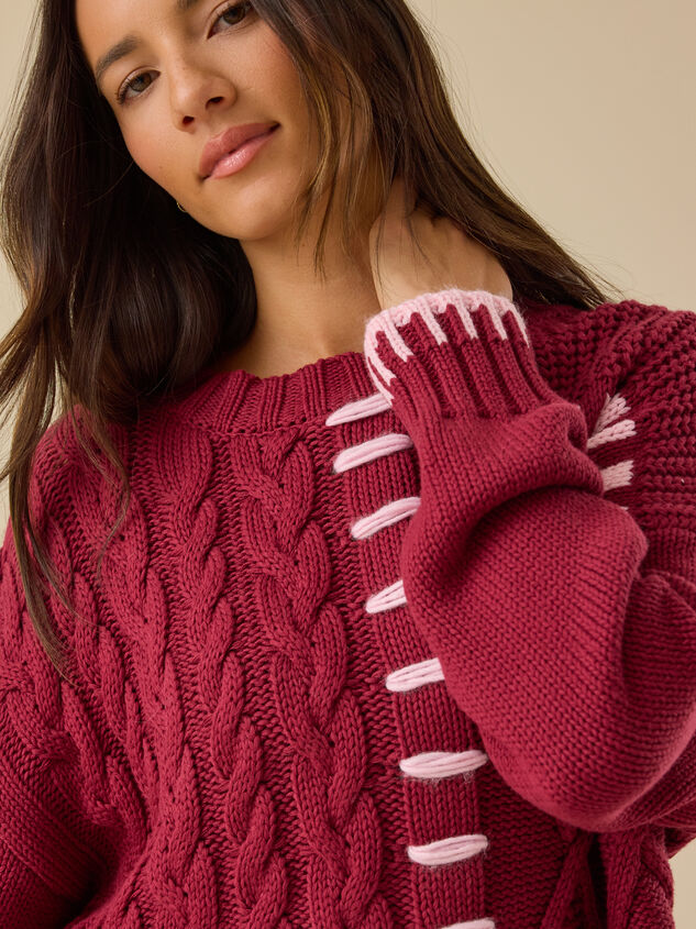 Cierra Cable Whipstitch Sweater Detail 6 - TULLABEE