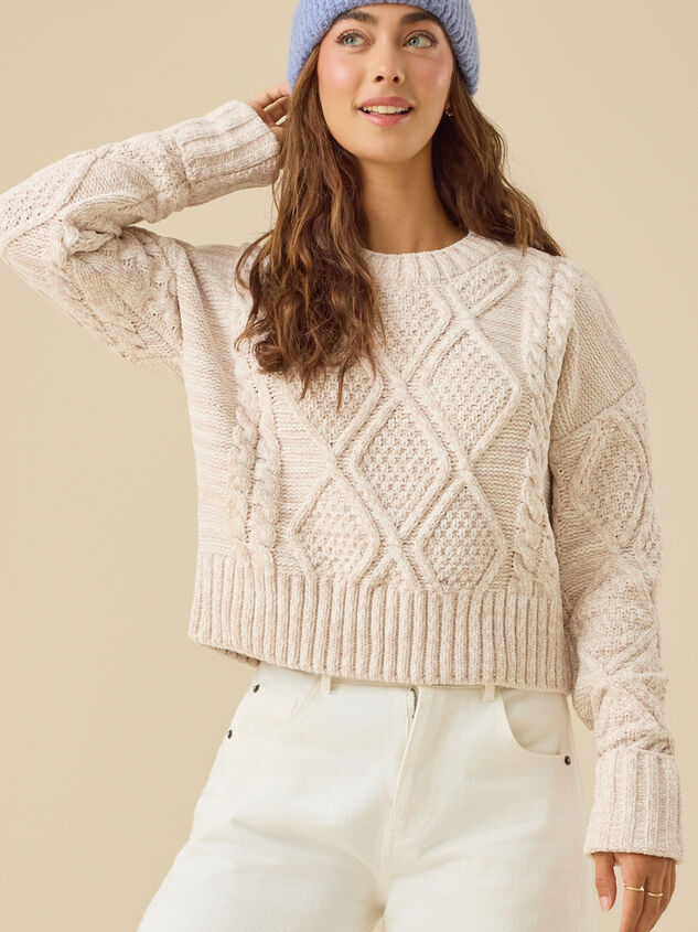 Everley Chenille Cable Sweater Detail 3 - TULLABEE