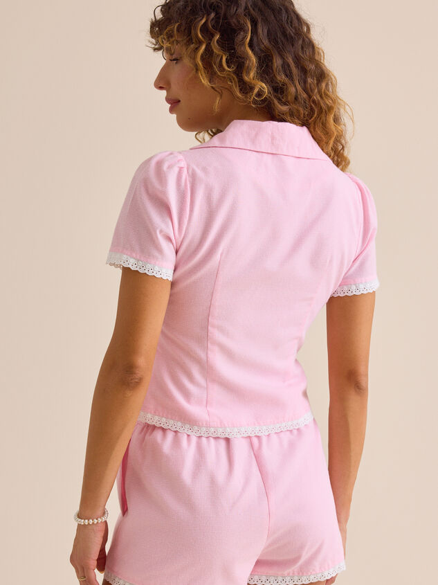 Kali Gingham Button Down Top Detail 5 - TULLABEE