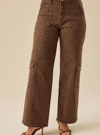 Danica Cheetah Wide Leg Jeans Detail 2 - TULLABEE