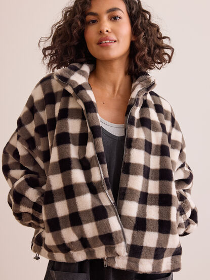 Sideline Gingham Fur Jacket - TULLABEE
