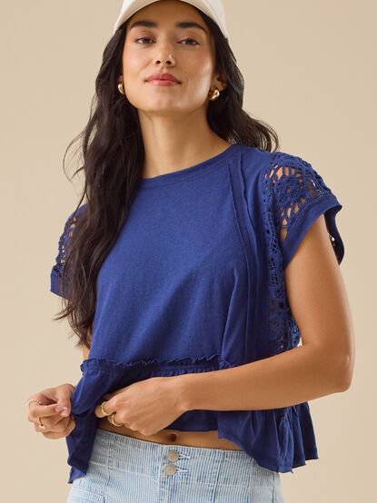 Micah Lace Peplum Top - TULLABEE