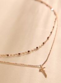 Jana Dot Charm Cross Necklace Detail 2 - TULLABEE