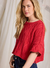 Emma Cable Cropped Sweater Detail 4 - TULLABEE