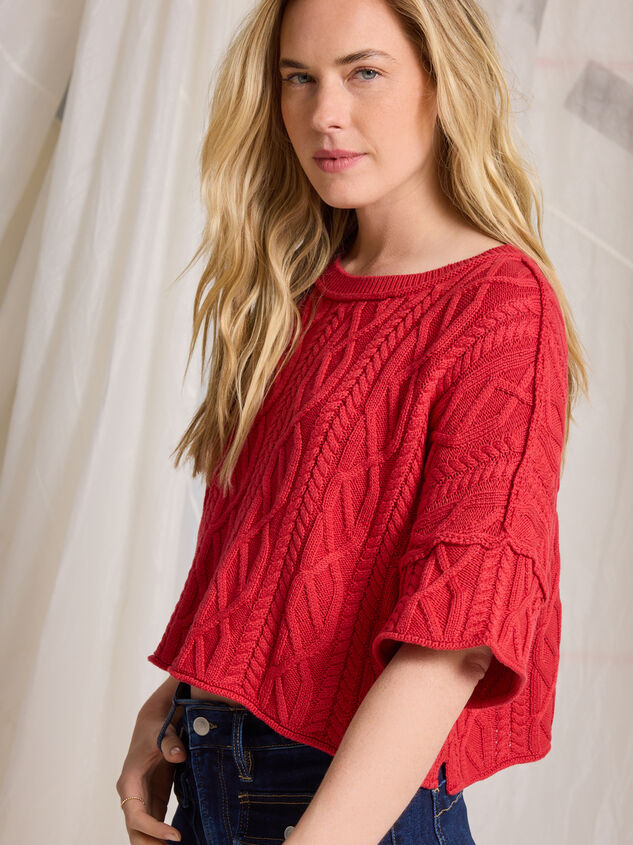 Emma Cable Cropped Sweater Detail 4 - TULLABEE