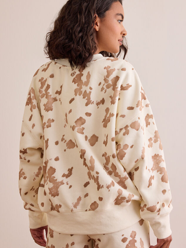 Cow Print Fleece Pullover Detail 4 - TULLABEE