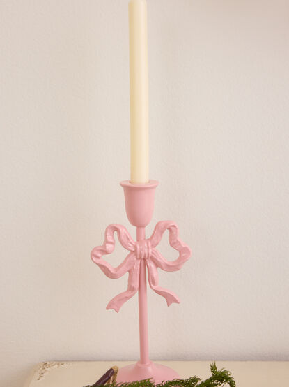 Pink Bow Candle Taper Holder - TULLABEE