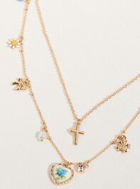 Dainty Daisy Layered Charm Necklace Detail 3 - TULLABEE