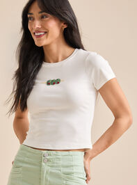 Olive Beaded Embroidery Tee Detail 3 - TULLABEE