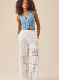 Hibiscus Patchwork Crochet Pant Detail 2 - TULLABEE
