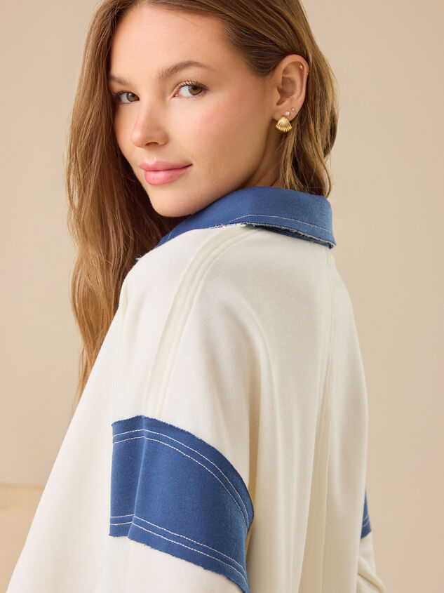 Blake Cropped Polo Pullover Detail 6 - TULLABEE