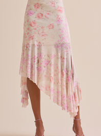 Clara Floral Mesh Midi Skirt Detail 2 - TULLABEE