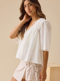 Regan Lace Trim Babydoll Top Detail 4 - TULLABEE