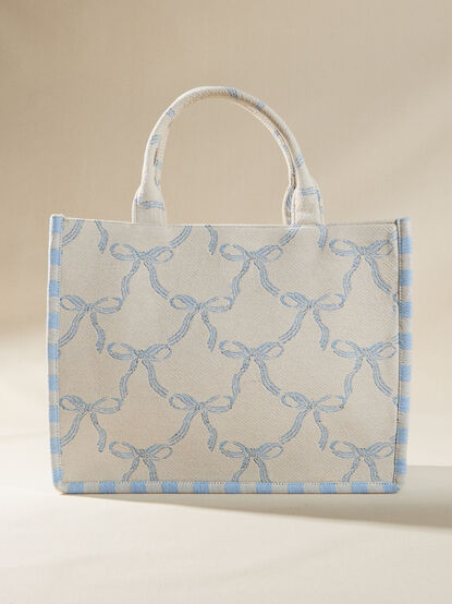 Bow Striped Tote Bag - TULLABEE