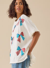 Sequin USA Bow Oversize Tee Detail 4 - TULLABEE