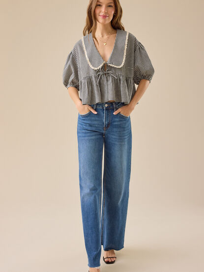 Greyson Gingham Tie Front Top - TULLABEE