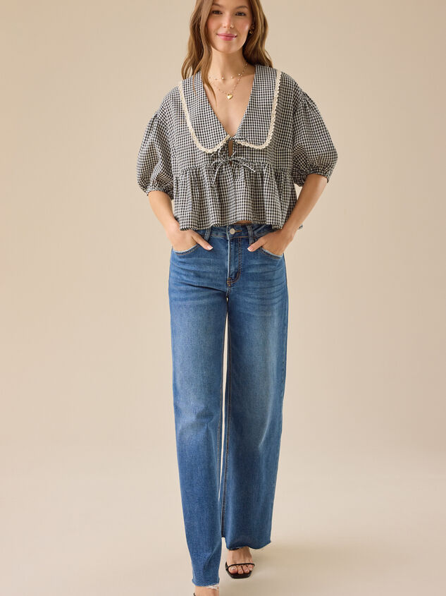 Greyson Gingham Tie Front Top Detail 2 - TULLABEE