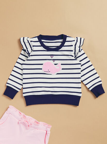 Bubbly Whale French Terry Sweatshirt and Shorts Set - TULLABEE