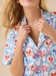 Americana Bows Sleep Top Detail 3 - TULLABEE