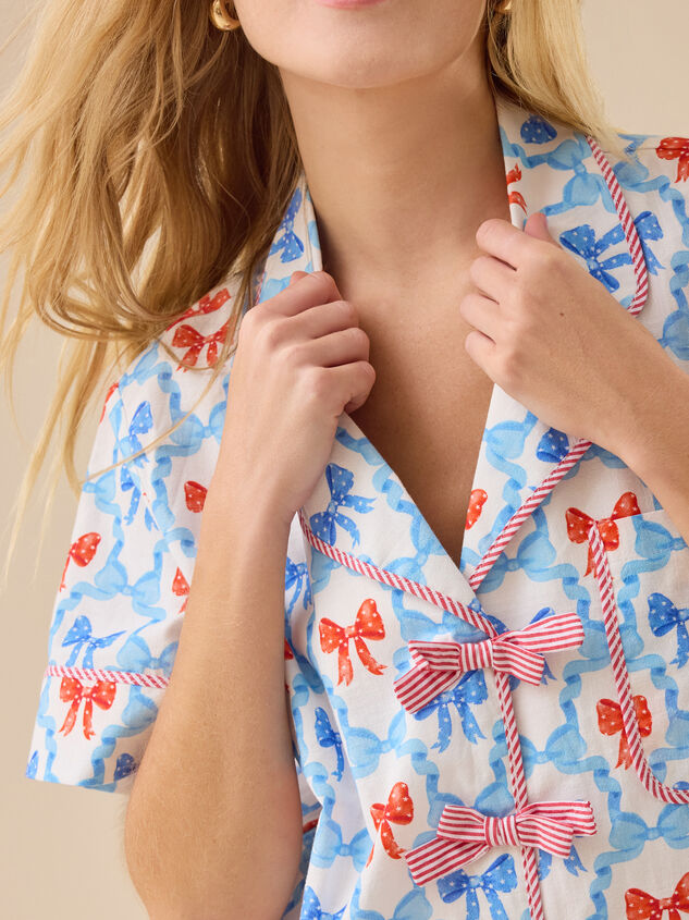 Americana Bows Sleep Top Detail 3 - TULLABEE