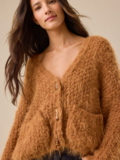 Christy Fuzzy Open Cardigan - TULLABEE