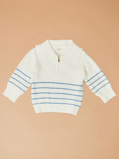 Sawyer Stripe Quarter Zip Sweater - TULLABEE
