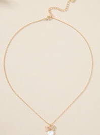 Bow Heart Charm Necklace Detail 2 - TULLABEE