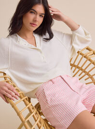 Carleigh Striped Denim Shorts Detail 3 - TULLABEE