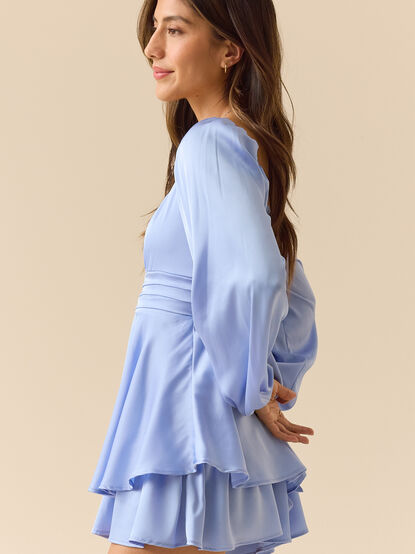 Elizabeth Satin Long Sleeve Romper - TULLABEE