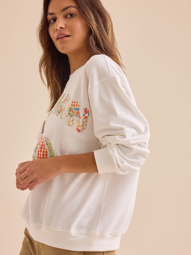 Pumpkin Patchwork Sweatshirt Detail 3 - TULLABEE
