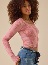 Twila Long Sleeve Jacquard Cami Detail 4 - TULLABEE