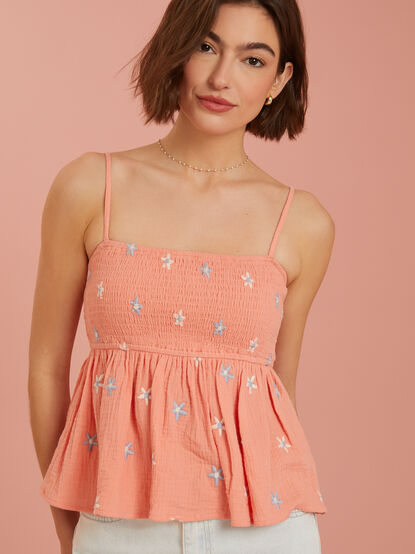 Olivia Embroidered Babydoll Tank Top - TULLABEE