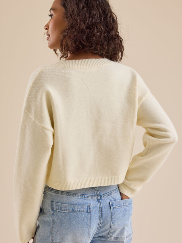 Cherish Beaded Martini Cropped Sweater Detail 6 - TULLABEE