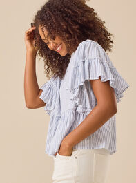Delilah Striped Flutter Sleeve Top Detail 2 - TULLABEE