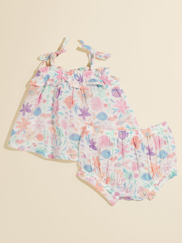 Tropical Sea Ruffle Top and Bloomer Set Detail 2 - TULLABEE