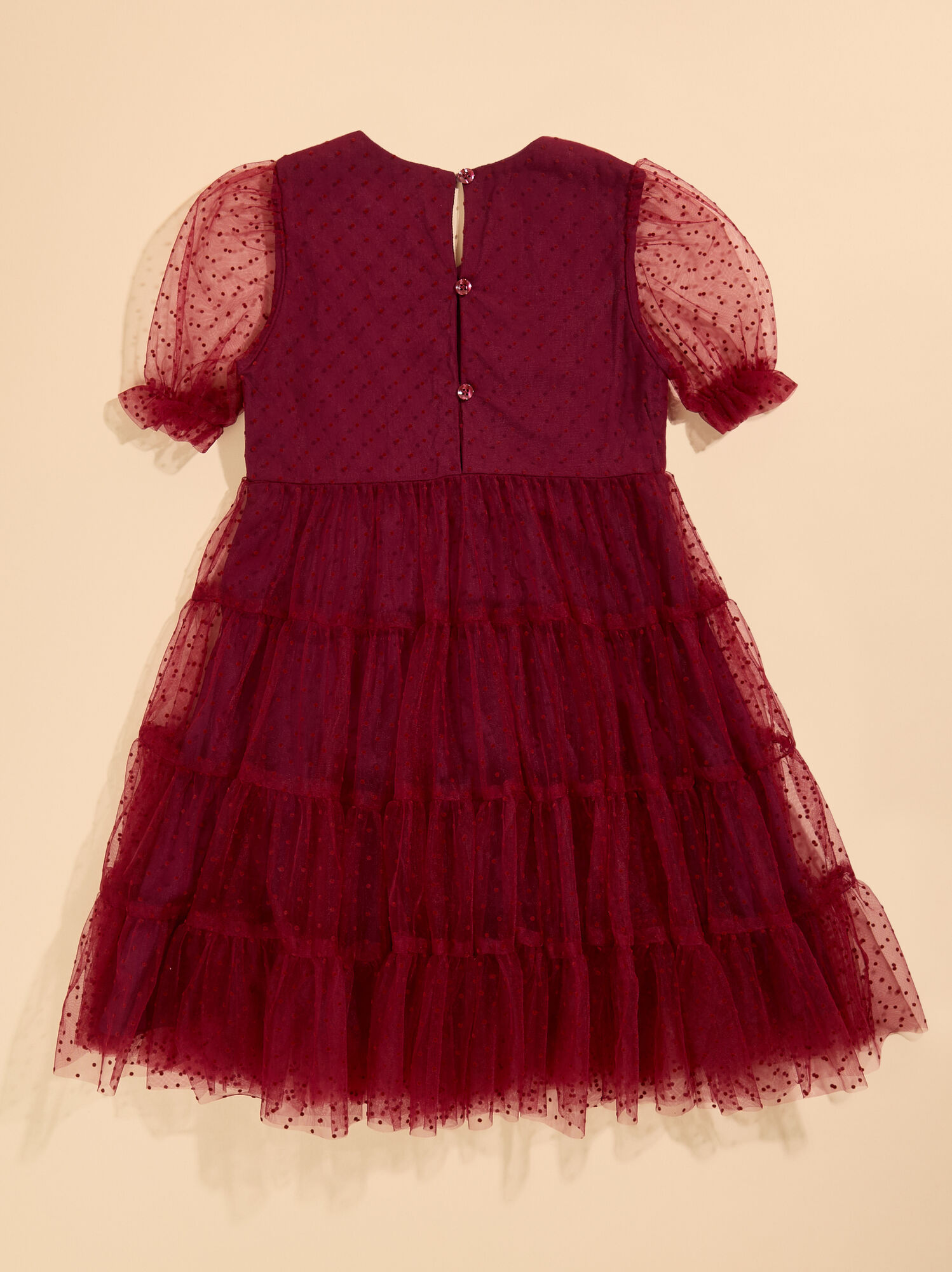 Baye Tulle Dot Dress in Burgundy Tullabee