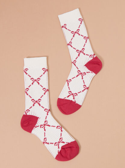 Bow Ribbed Cozy Socks - TULLABEE