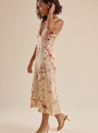 Andie Floral Satin Midi Dress Detail 4 - TULLABEE