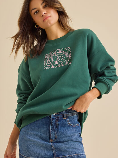 Let's Escape Embroidered Sweatshirt - TULLABEE
