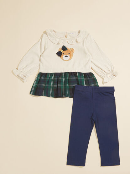 Maegan Plaid Bear Dress and Legging Set - TULLABEE