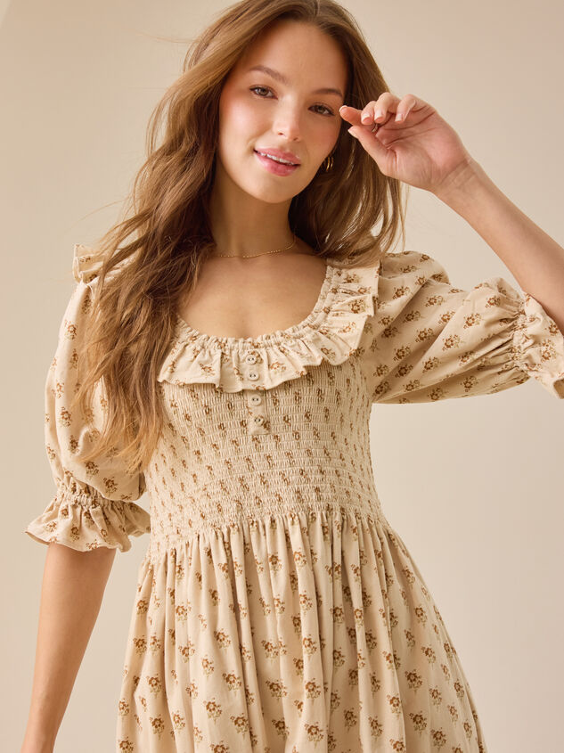 Anne Floral Corduroy Mama Dress Detail 3 - TULLABEE