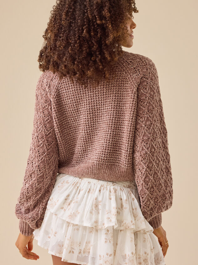 Hailey Chenille Pointelle Sweater Detail 5 - TULLABEE