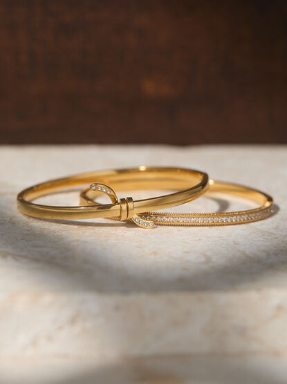 Stainless Steel Diamond Knot Bangle Set - TULLABEE
